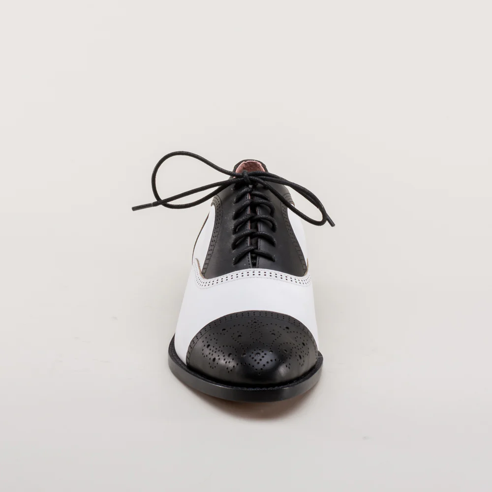 Gladys Vintage Cap Toe Oxfords (Black/White) - Image 12