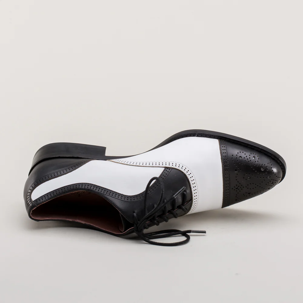 Gladys Vintage Cap Toe Oxfords (Black/White) - Image 14