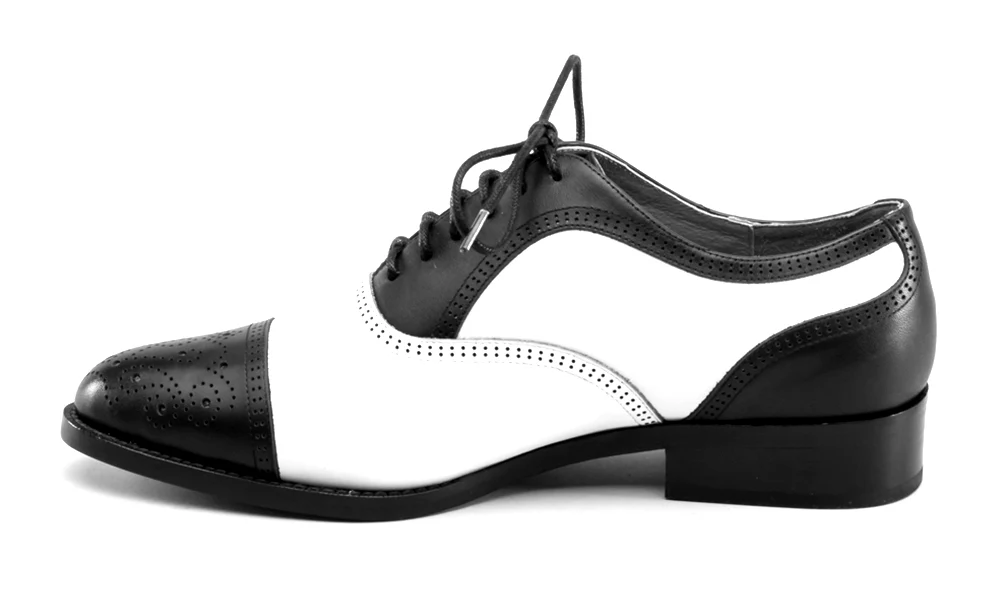 Gladys Vintage Cap Toe Oxfords (Black/White) - Image 15