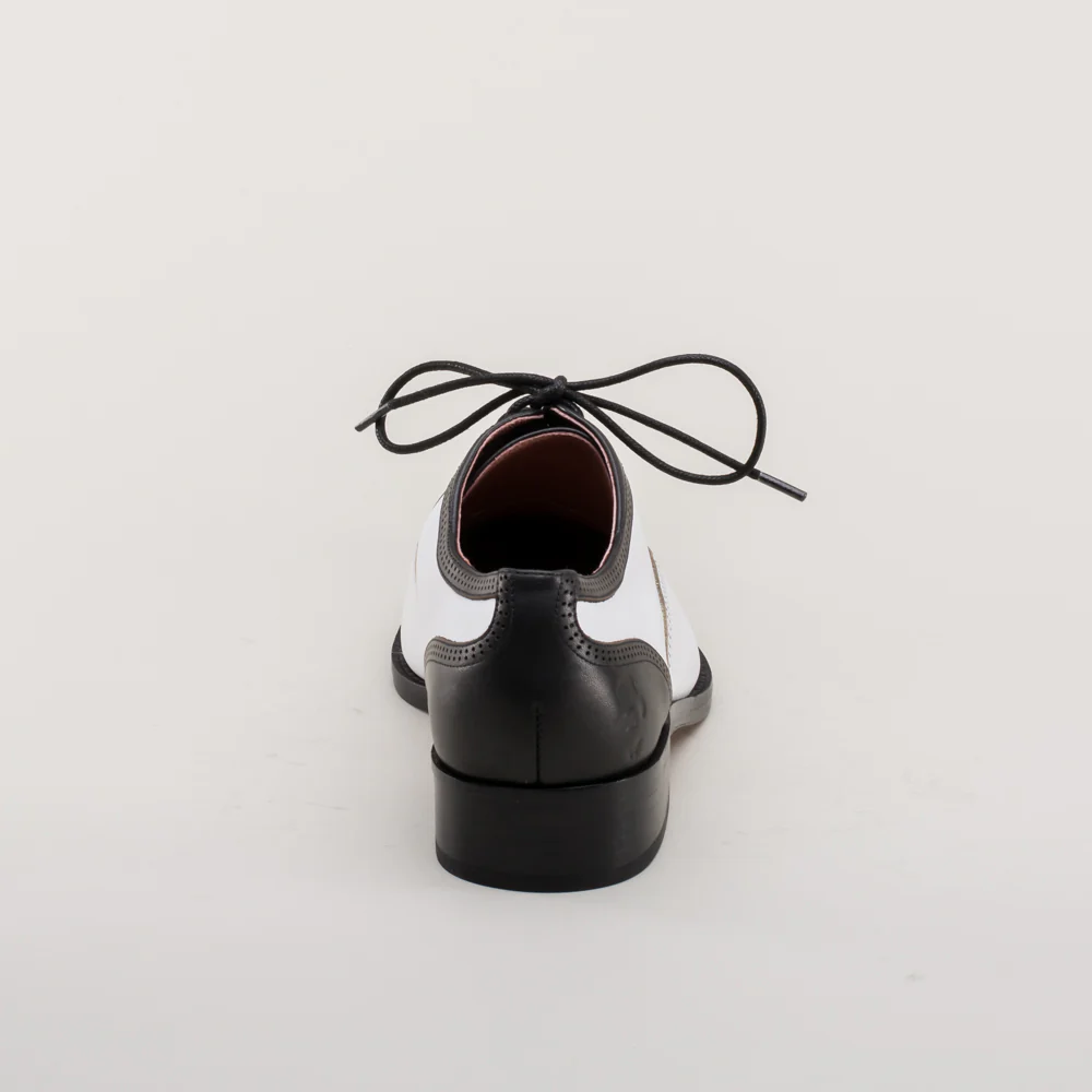 Gladys Vintage Cap Toe Oxfords (Black/White) - Image 8
