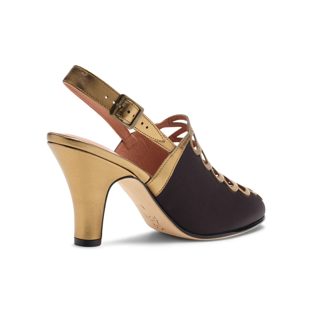 Hedy Vintage Slingbacks (Black/Gold) - Image 5