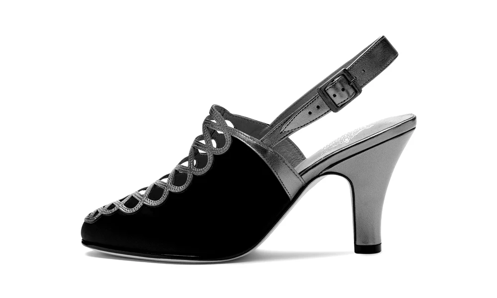 Hedy Vintage Slingbacks (Black/Gold) - Image 6