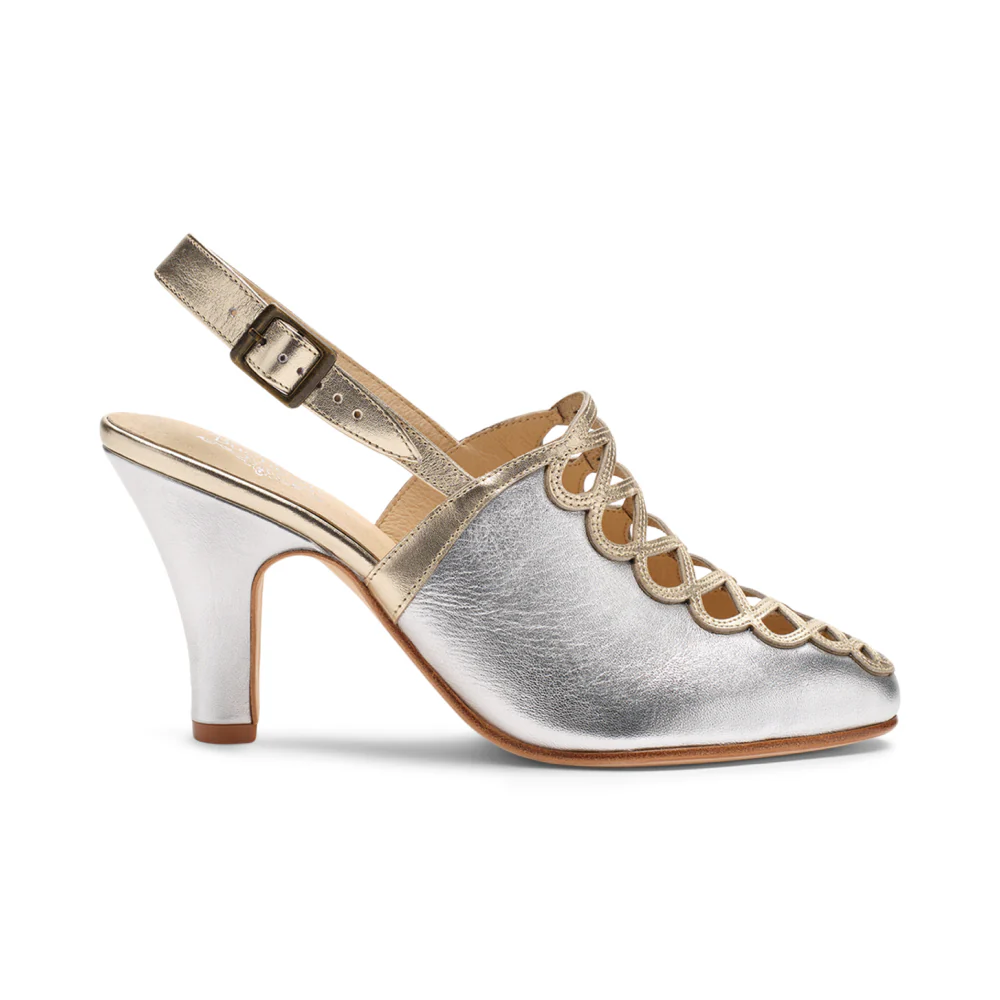 Hedy Vintage Slingbacks (Silver/Gold) - Image 4
