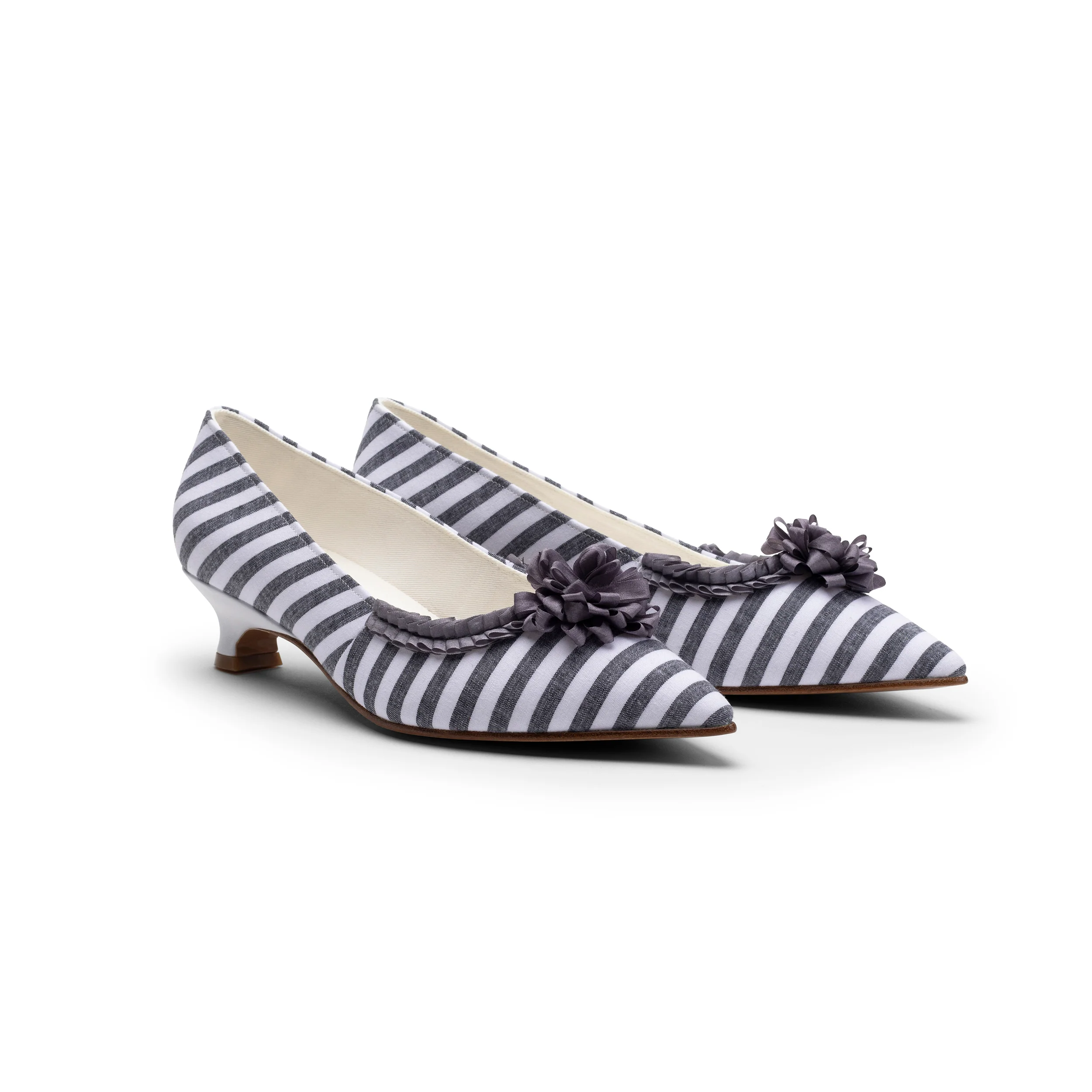 Josephine 18th Century Pumps (Charcoal/White) - Image 3