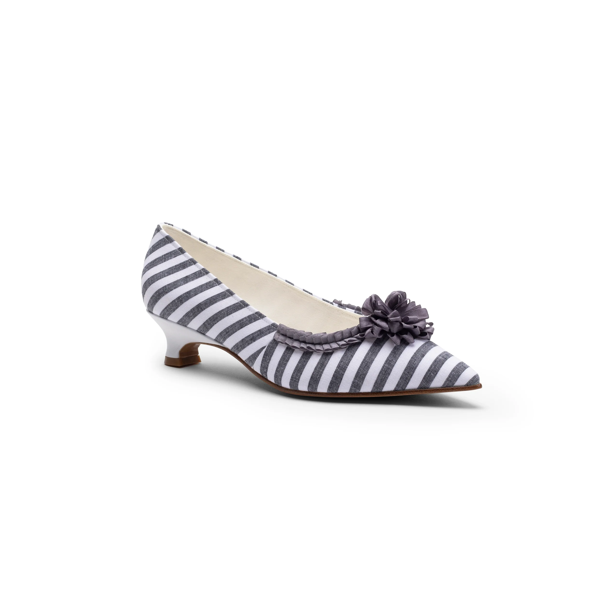 Josephine 18th Century Pumps (Charcoal/White) - Image 4