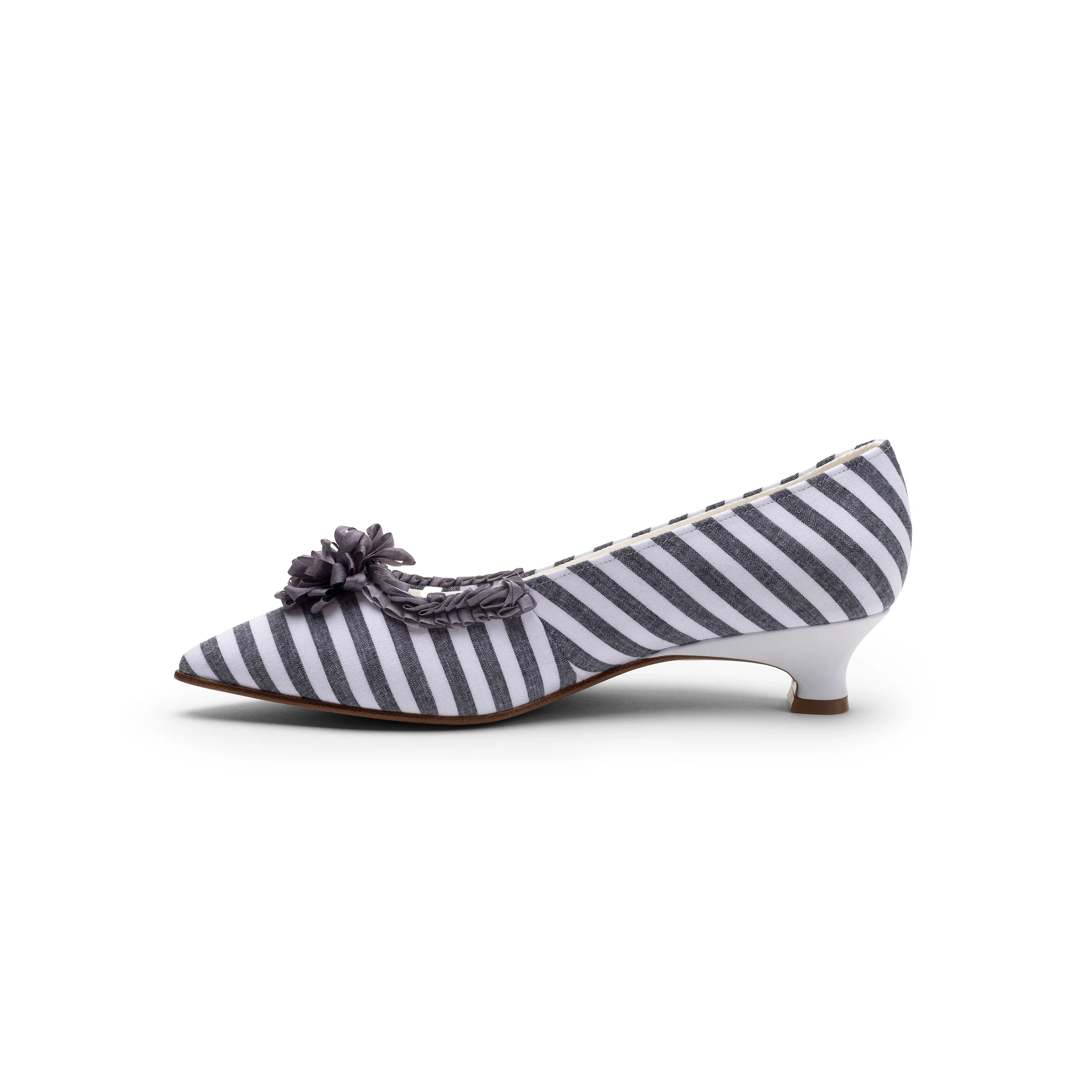 Josephine 18th Century Pumps (Charcoal/White) - Image 5