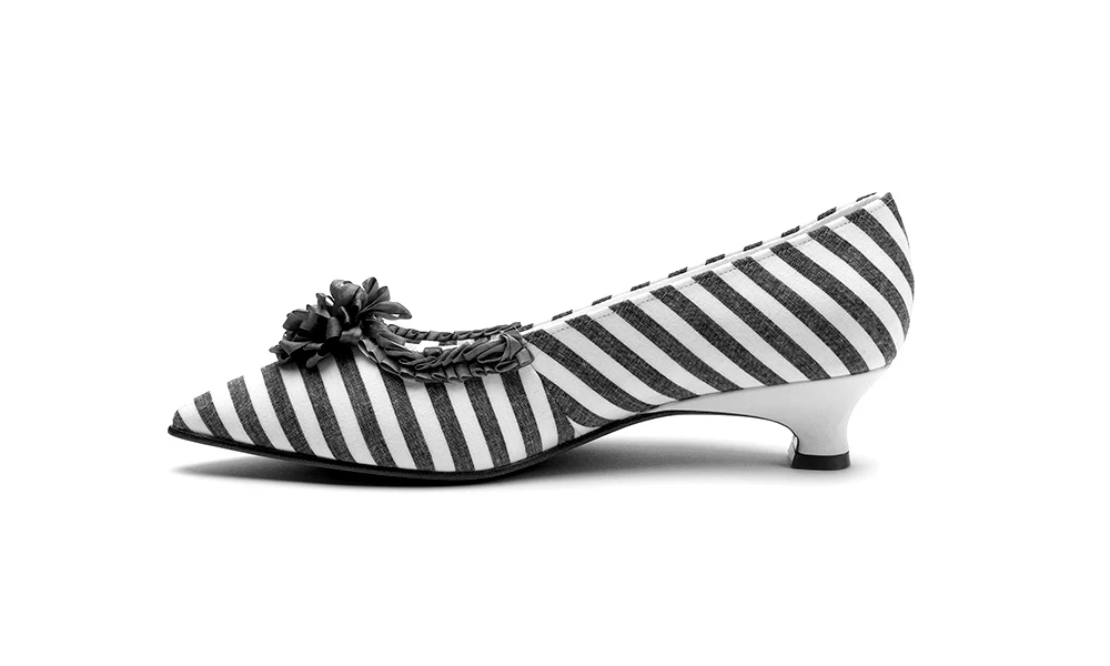 Josephine 18th Century Pumps (Charcoal/White) - Image 6