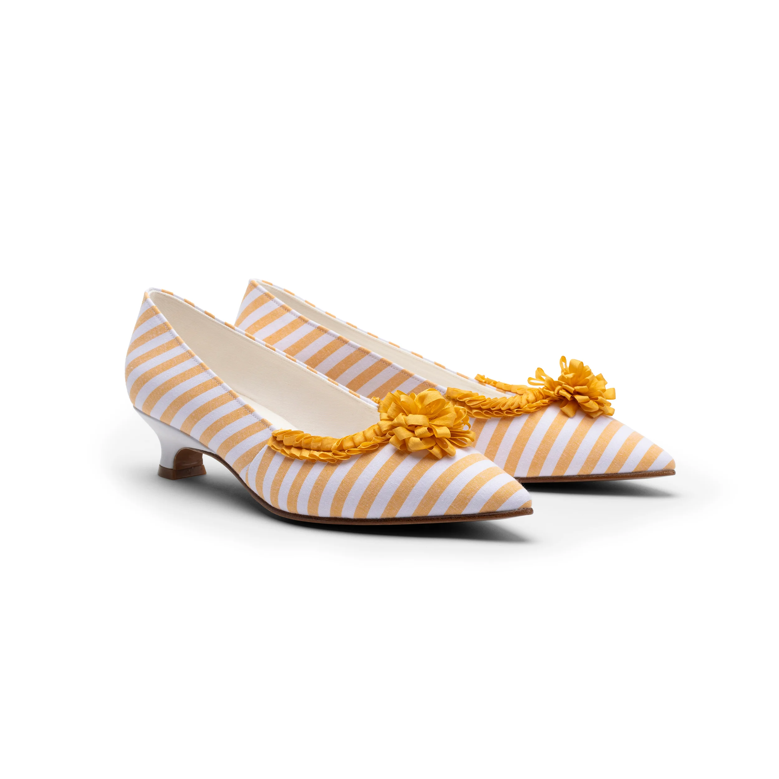 Josephine 18th Century Pumps (Yolk Yellow/White) - Image 3
