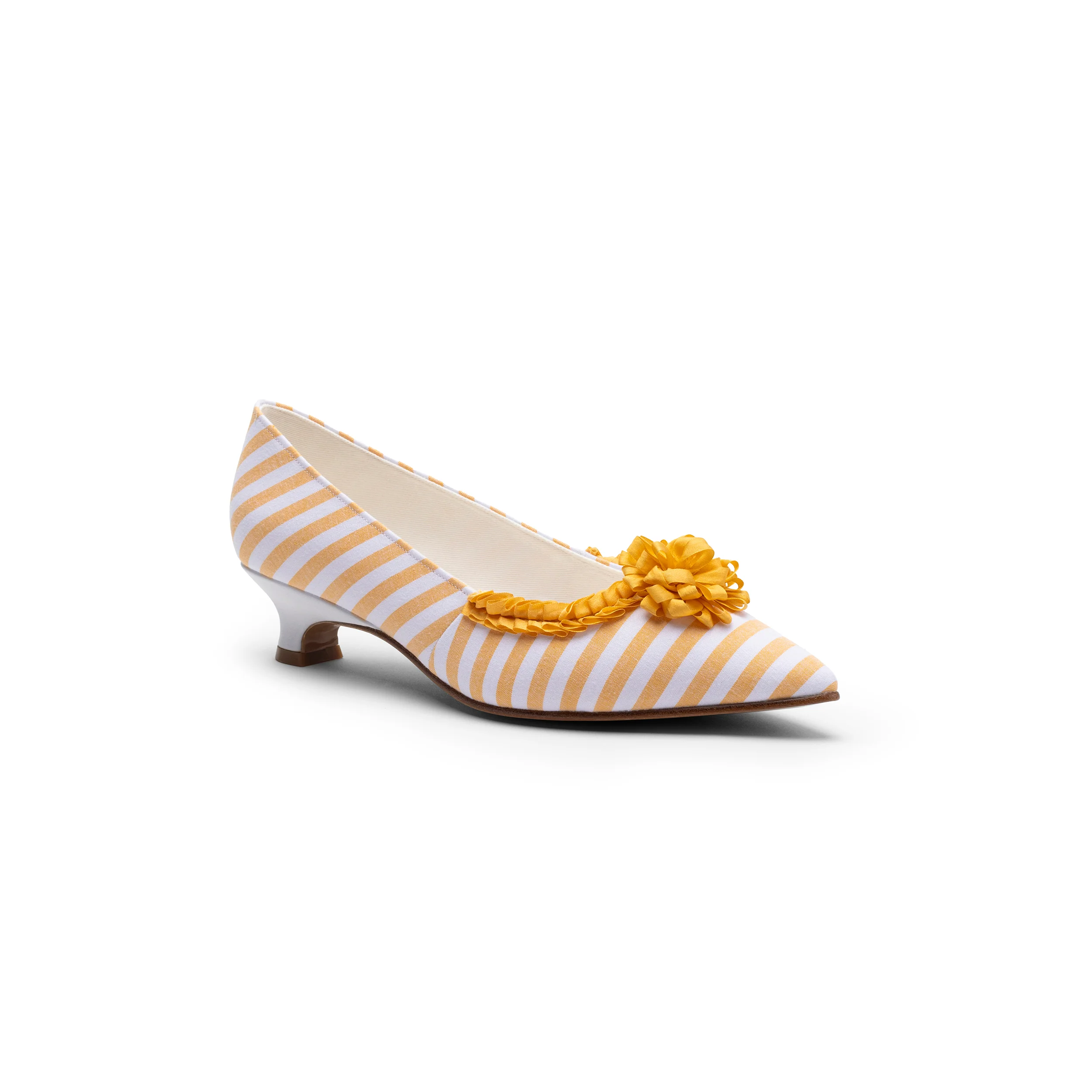 Josephine 18th Century Pumps (Yolk Yellow/White) - Image 4