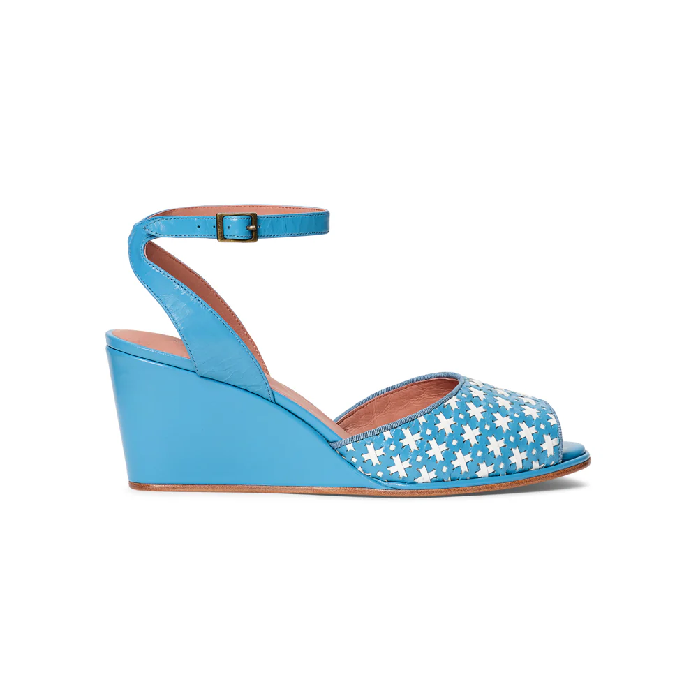 PRE-ORDER Judy 1940s Wedges (Blue/Ivory) - Image 3