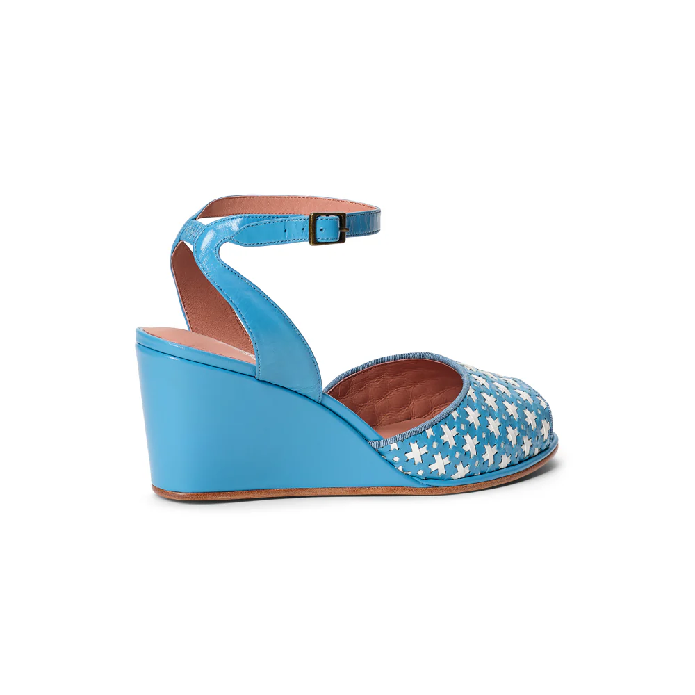 PRE-ORDER Judy 1940s Wedges (Blue/Ivory) - Image 4