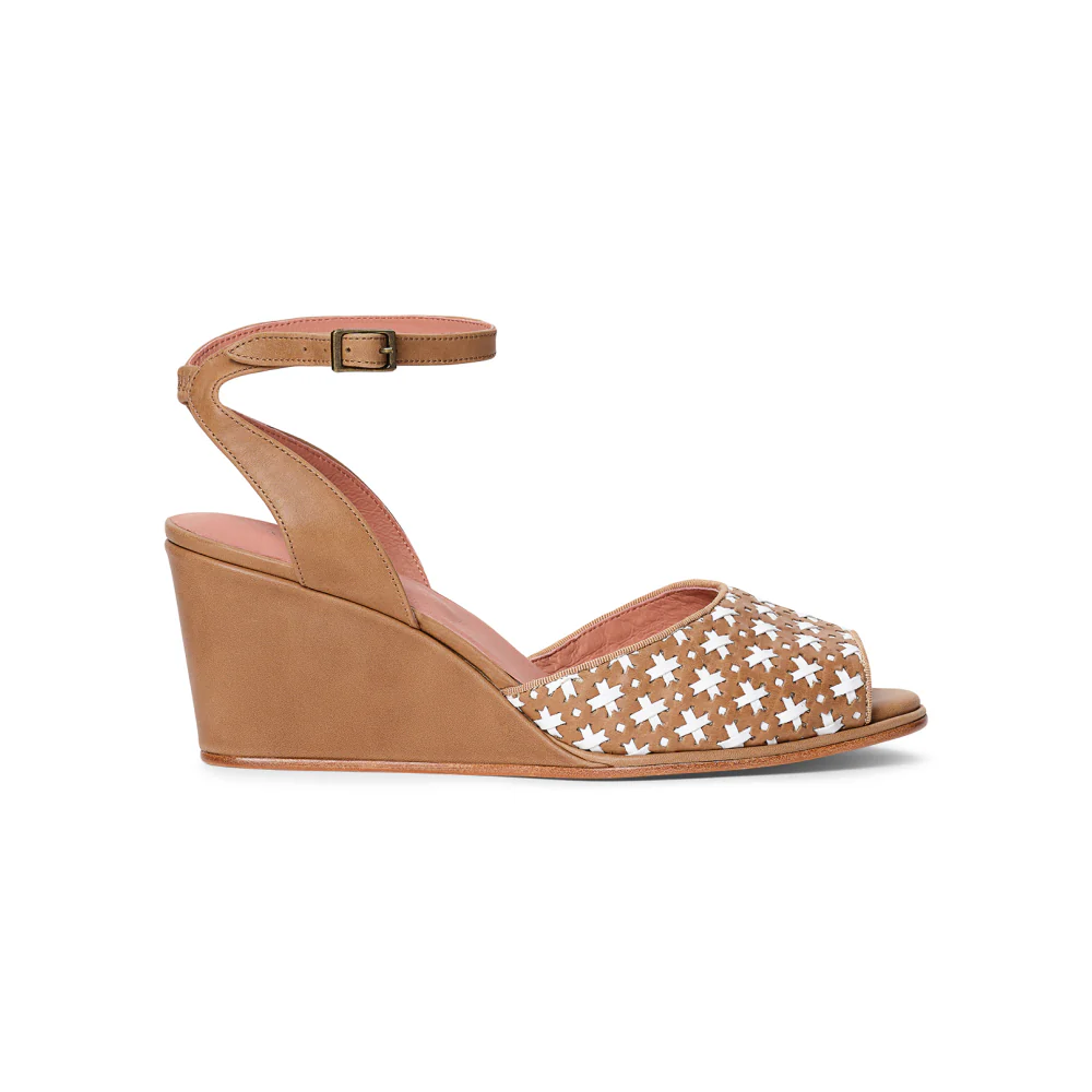 PRE-ORDER Judy 1940s Wedges (Tan/Ivory) - Image 3