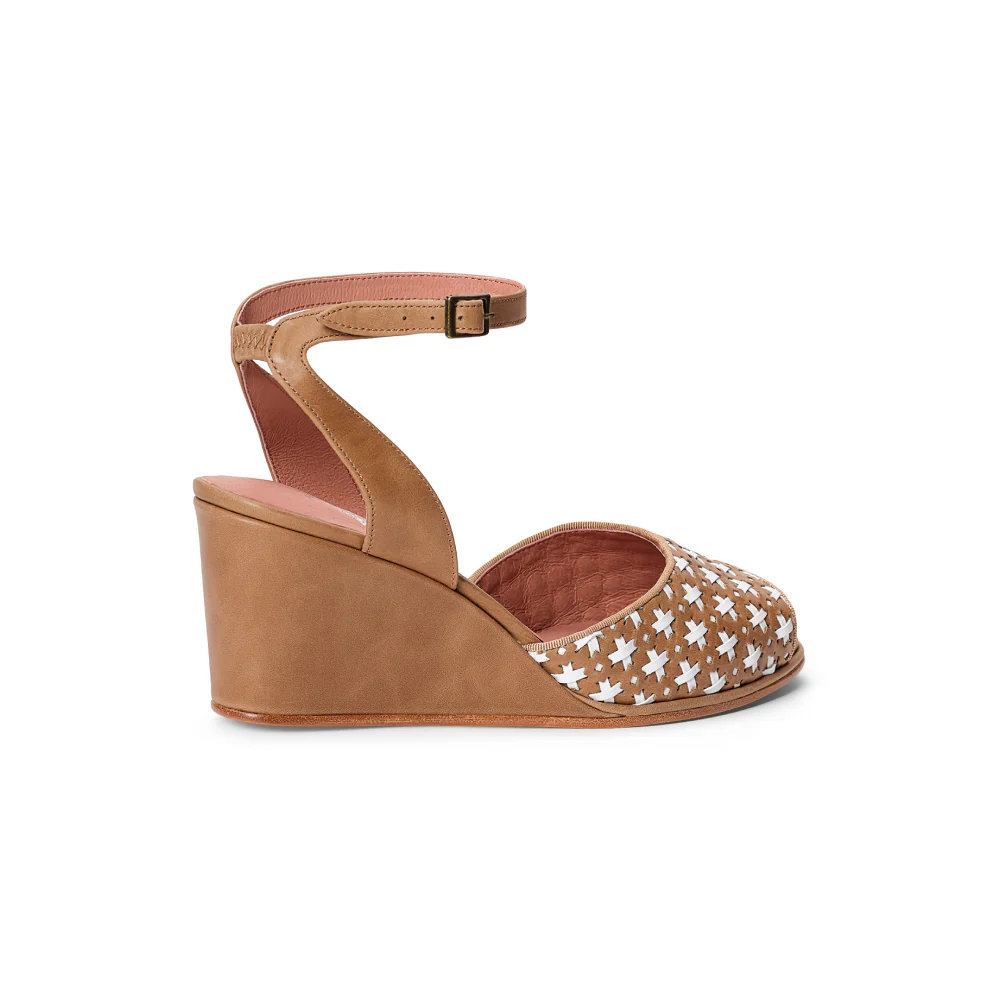 PRE-ORDER Judy 1940s Wedges (Tan/Ivory) - Image 4