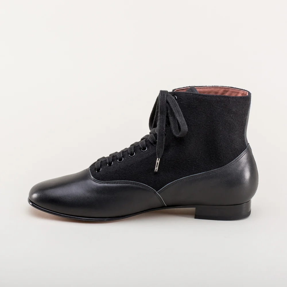 Larkspur Wool/Leather Lace-Up Boots (Black/Black) - Image 10