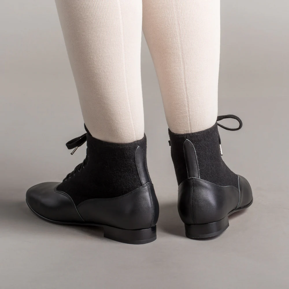 Larkspur Wool/Leather Lace-Up Boots (Black/Black) - Image 3