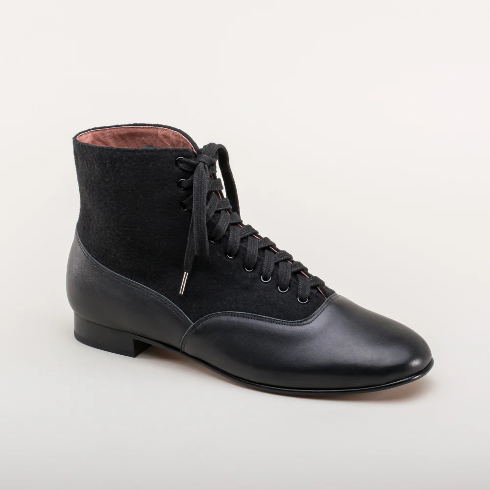 Larkspur Wool/Leather Lace-Up Boots (Black/Black) - Image 5