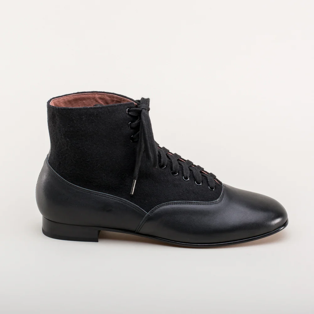 Larkspur Wool/Leather Lace-Up Boots (Black/Black) - Image 6