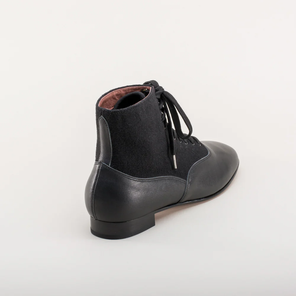 Larkspur Wool/Leather Lace-Up Boots (Black/Black) - Image 7