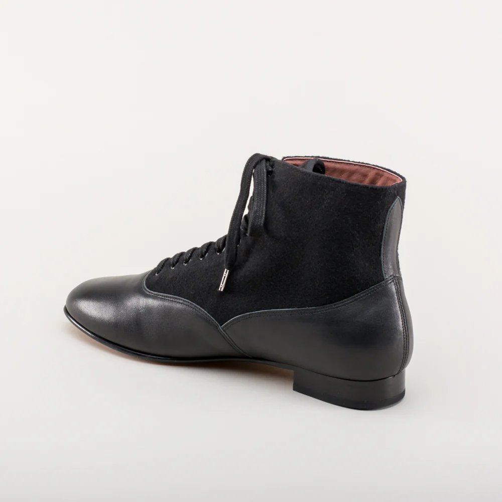 Larkspur Wool/Leather Lace-Up Boots (Black/Black) - Image 9