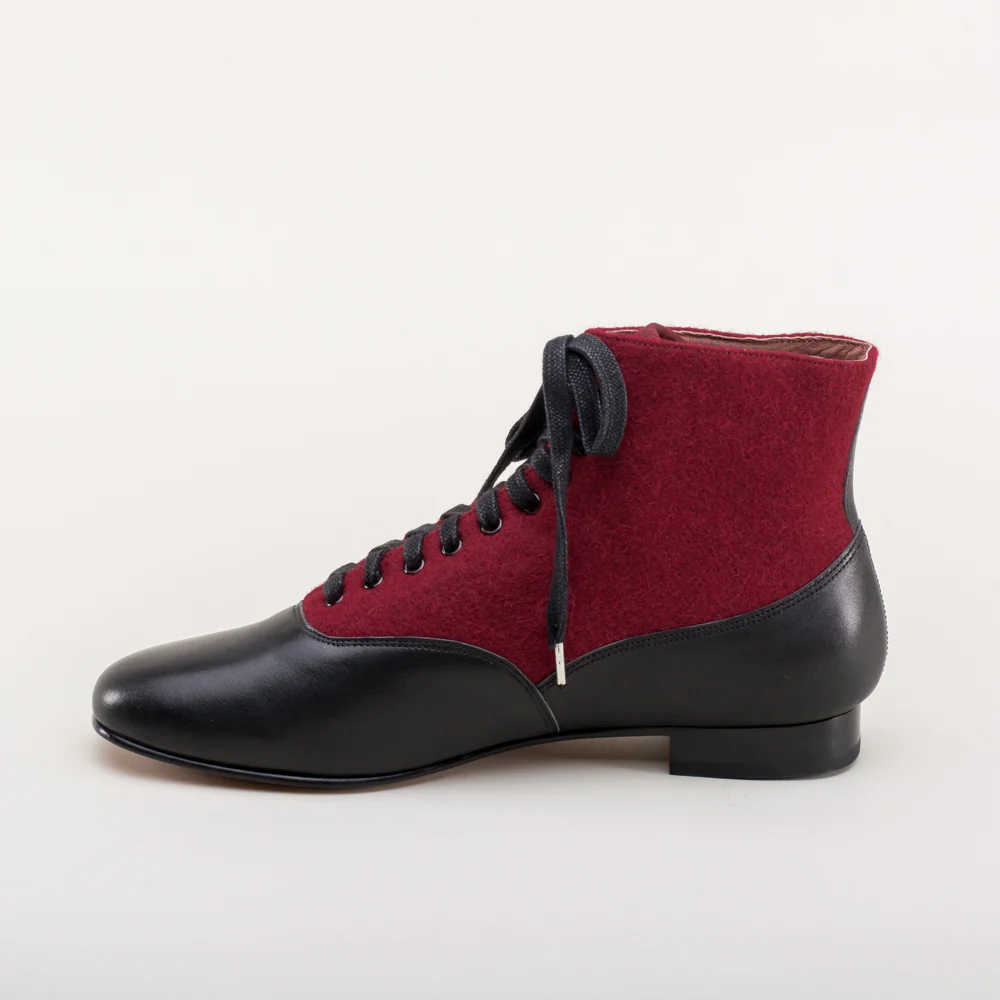 Larkspur Wool/Leather Lace-Up Boots (Burgundy/Black) - Image 10