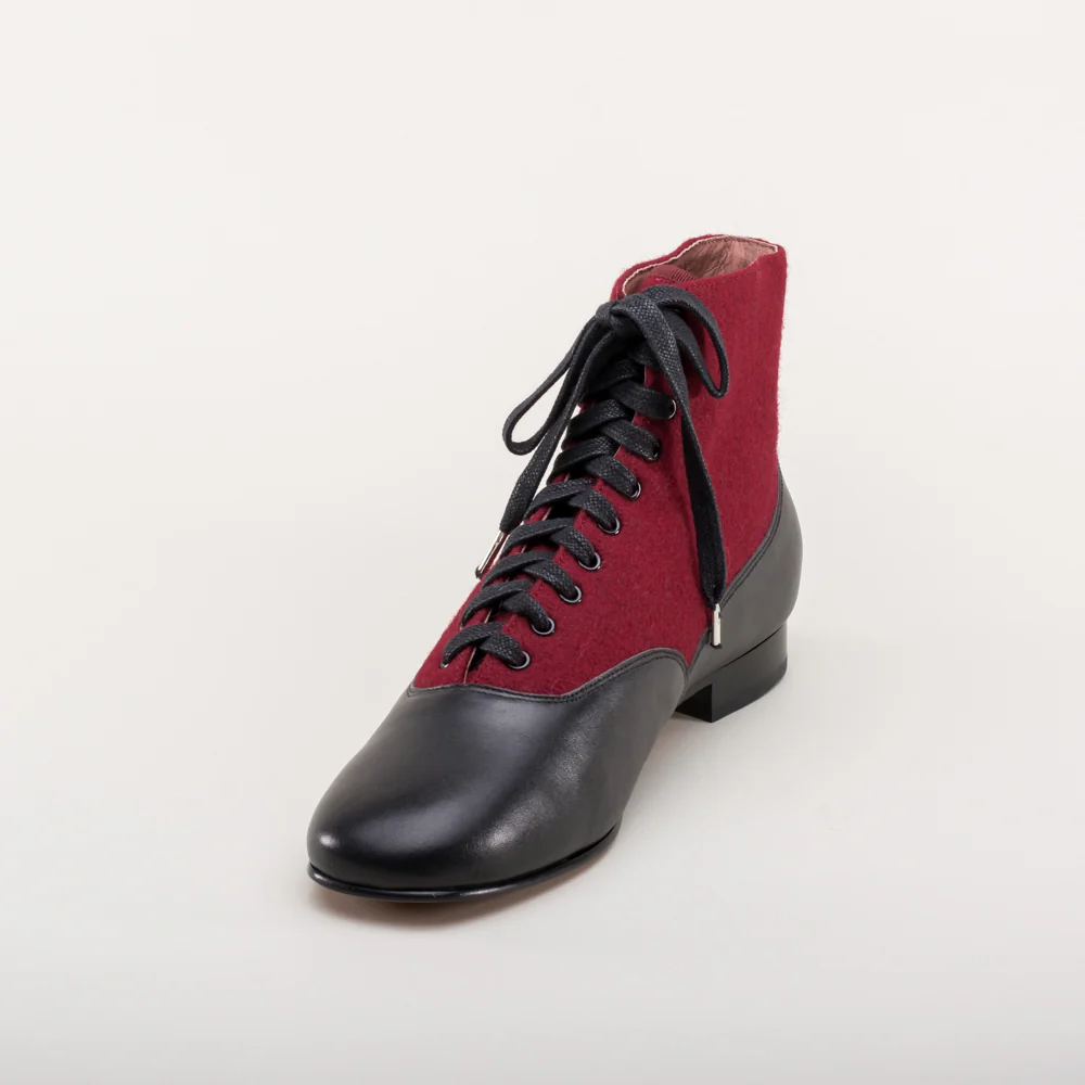 Larkspur Wool/Leather Lace-Up Boots (Burgundy/Black) - Image 11