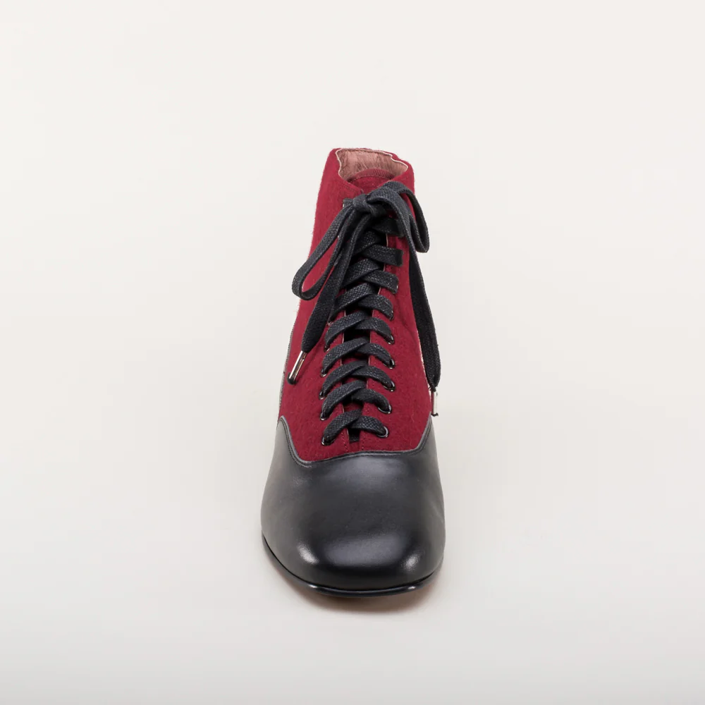 Larkspur Wool/Leather Lace-Up Boots (Burgundy/Black) - Image 12