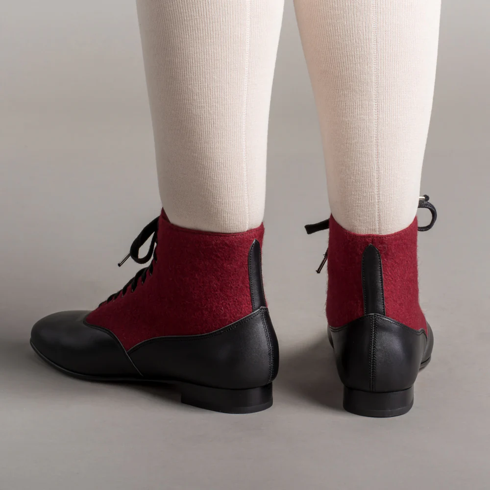 Larkspur Wool/Leather Lace-Up Boots (Burgundy/Black) - Image 3