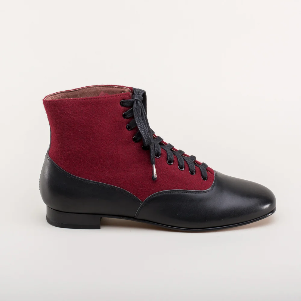Larkspur Wool/Leather Lace-Up Boots (Burgundy/Black) - Image 6