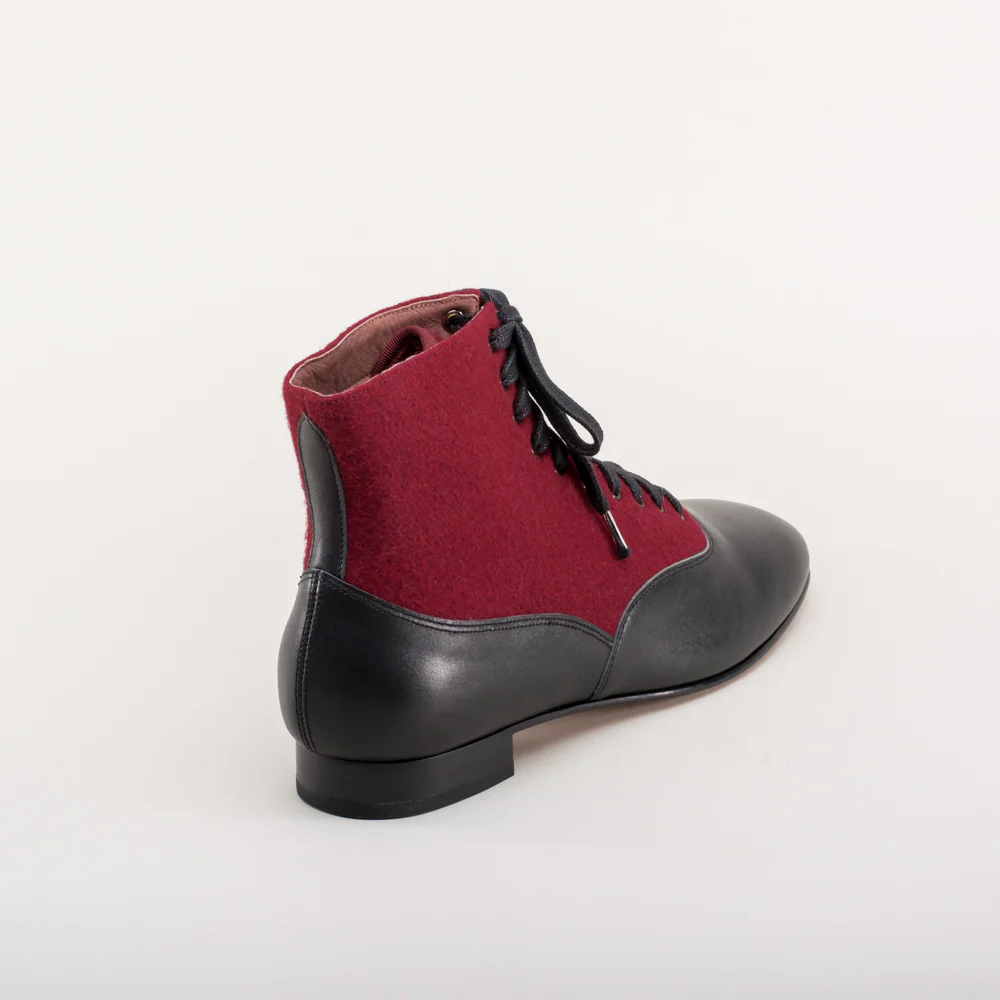 Larkspur Wool/Leather Lace-Up Boots (Burgundy/Black) - Image 7