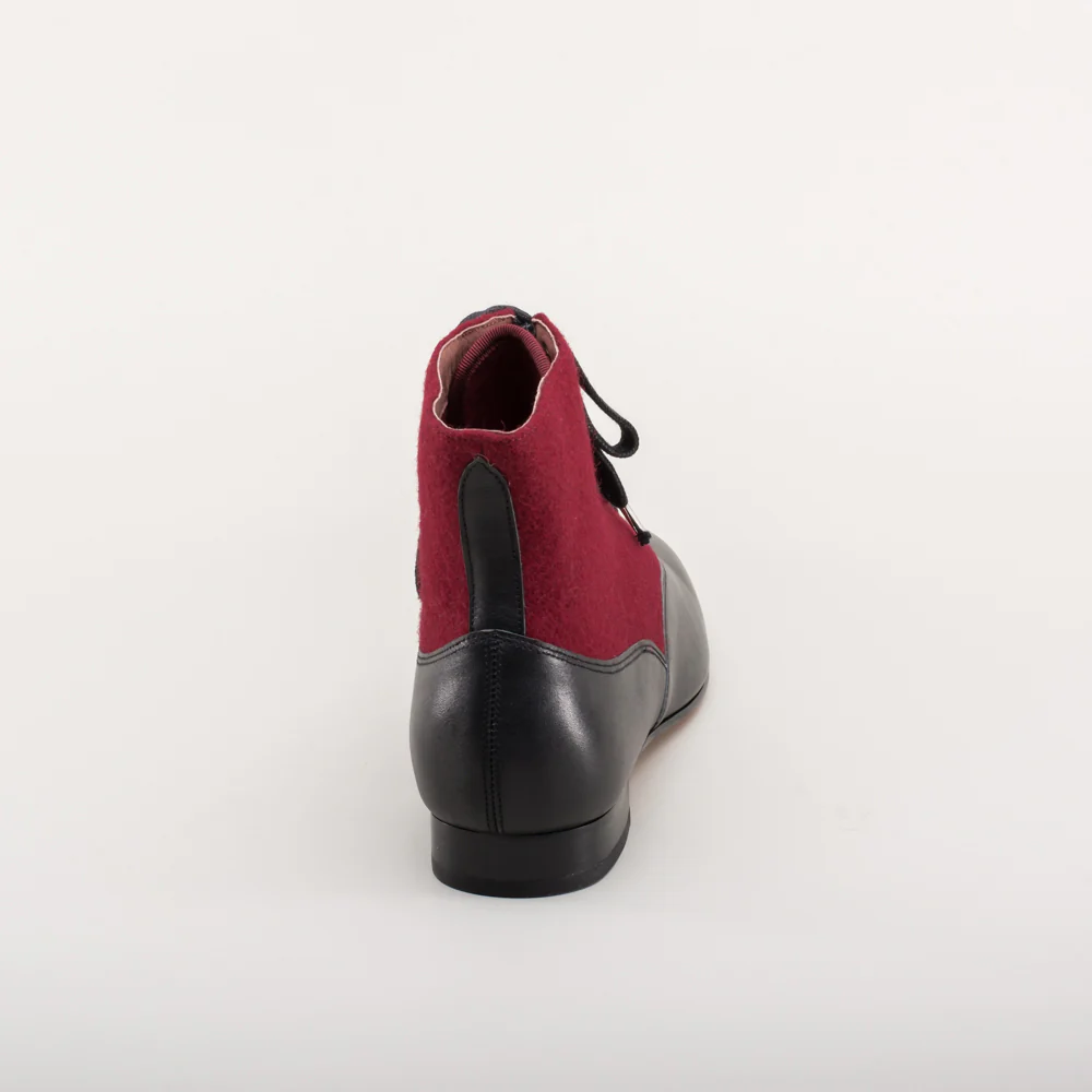 Larkspur Wool/Leather Lace-Up Boots (Burgundy/Black) - Image 8