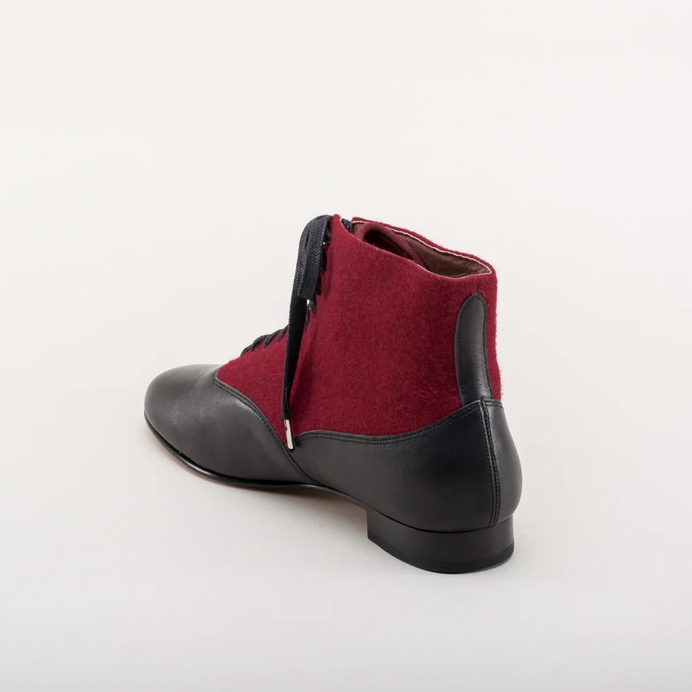 Larkspur Wool/Leather Lace-Up Boots (Burgundy/Black) - Image 9