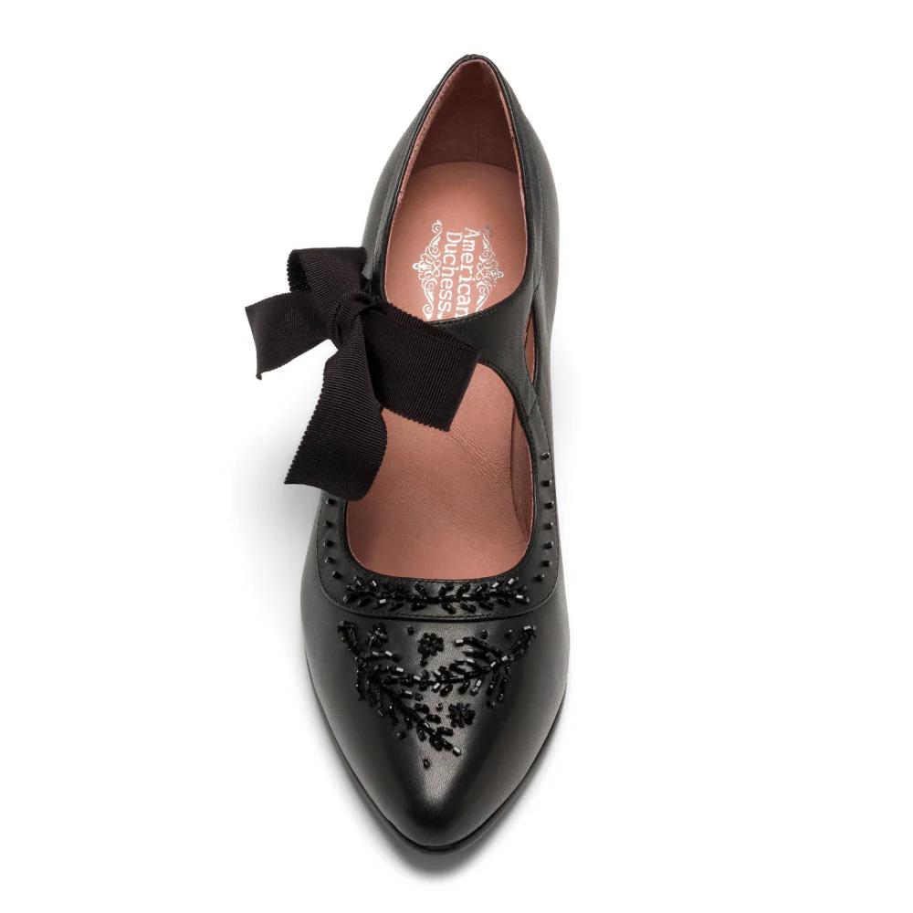 Laurel Beaded Edwardian Shoes (Black) - Image 5