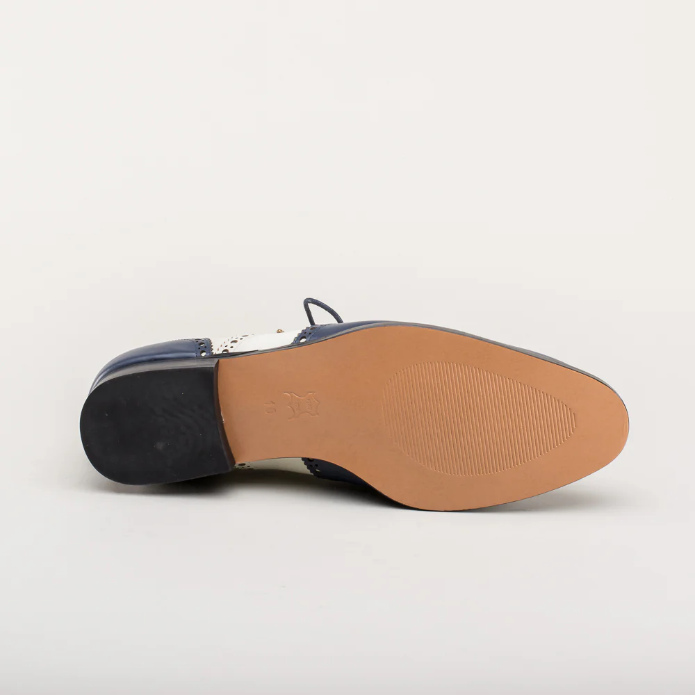 Lawrence Men's Vintage Spectator Shoes (Navy/Ivory) - Image 10