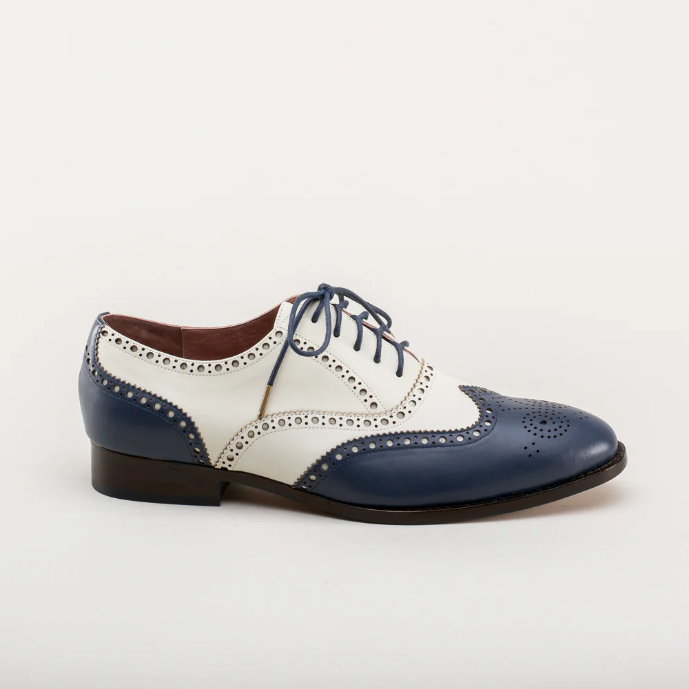 Lawrence Men's Vintage Spectator Shoes (Navy/Ivory) - Image 3