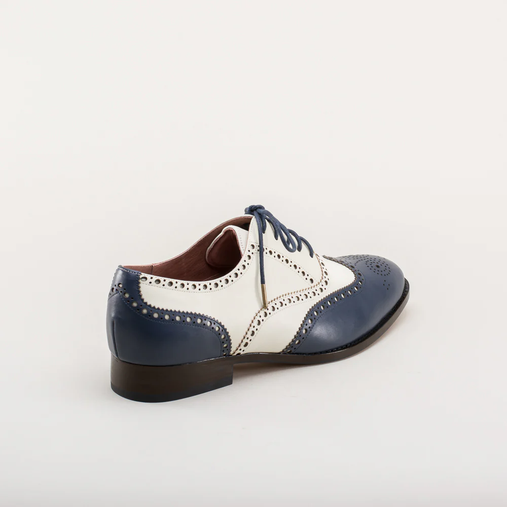 Lawrence Men's Vintage Spectator Shoes (Navy/Ivory) - Image 4