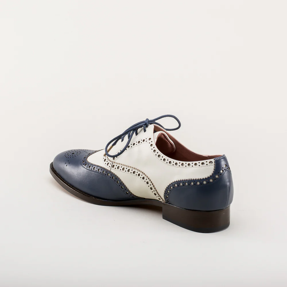 Lawrence Men's Vintage Spectator Shoes (Navy/Ivory) - Image 6