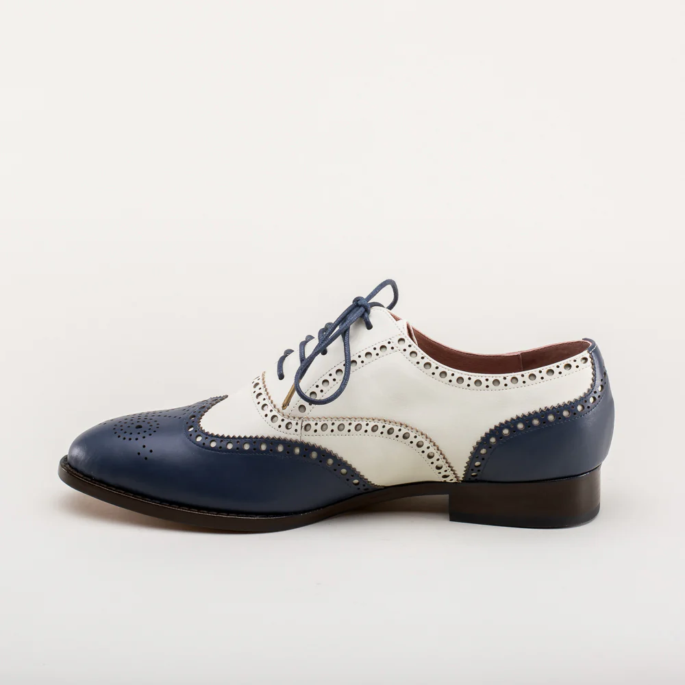 Lawrence Men's Vintage Spectator Shoes (Navy/Ivory) - Image 7