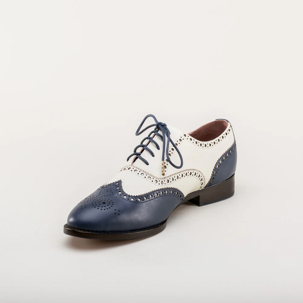 Lawrence Men's Vintage Spectator Shoes (Navy/Ivory) - Image 8