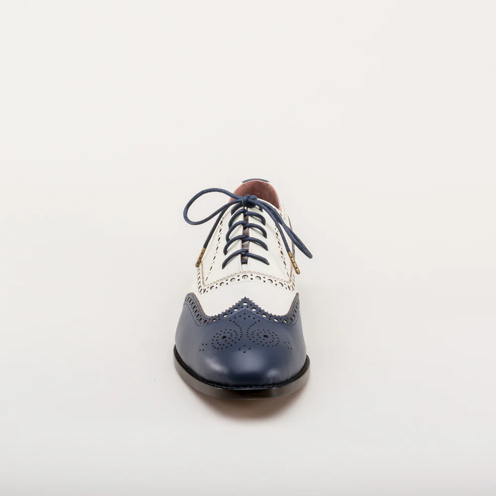 Lawrence Men's Vintage Spectator Shoes (Navy/Ivory) - Image 9