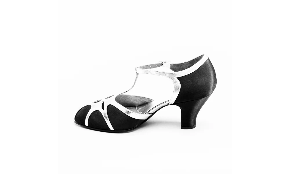 Lilith Vintage Flapper T-Straps Wide (Black/Silver) - Image 15