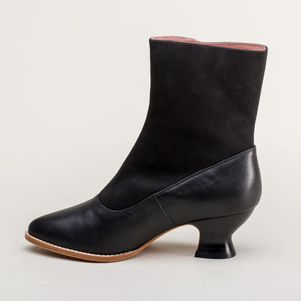 Manhattan Victorian Cloth-Top Button Boots (Black) - Image 10
