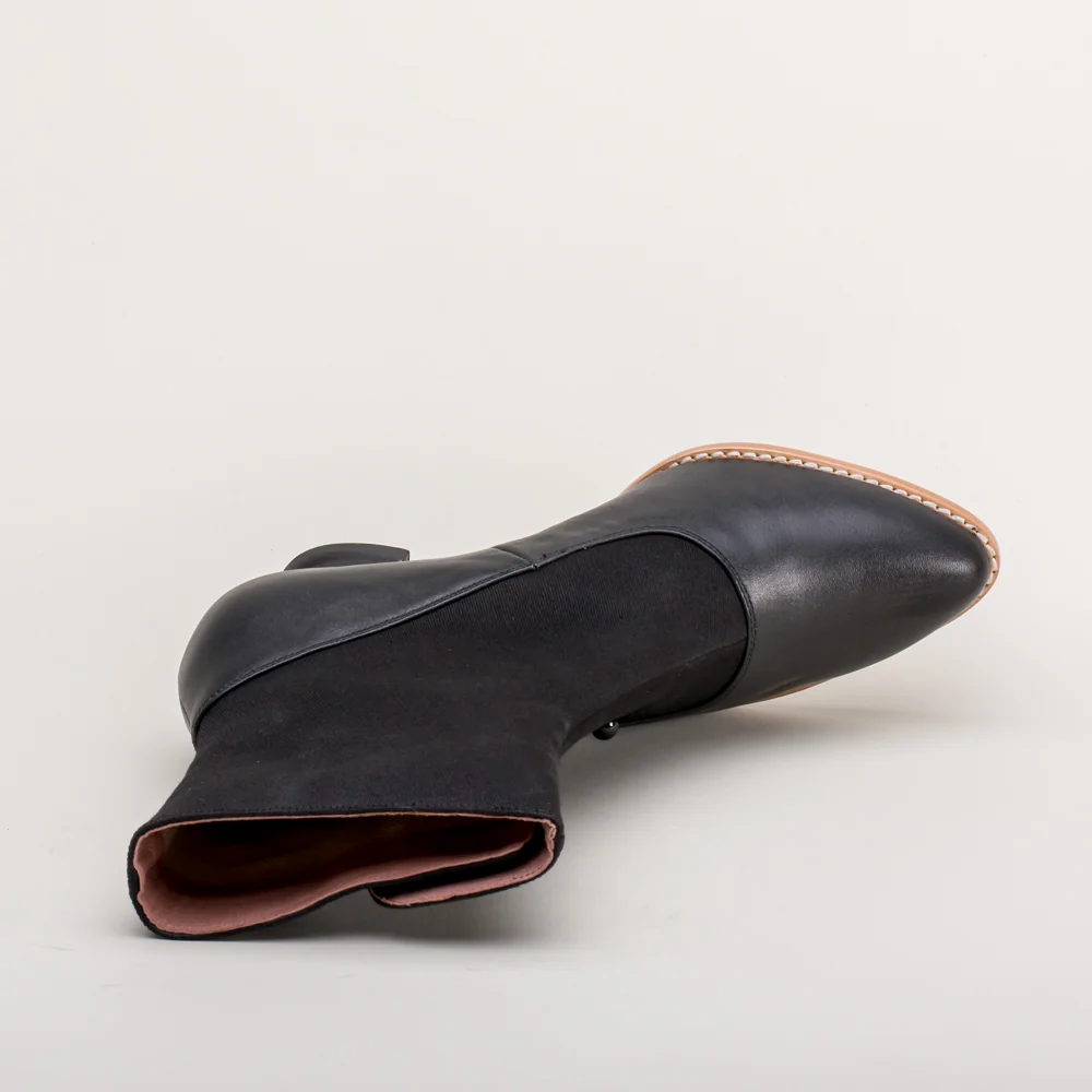 Manhattan Victorian Cloth-Top Button Boots (Black) - Image 14