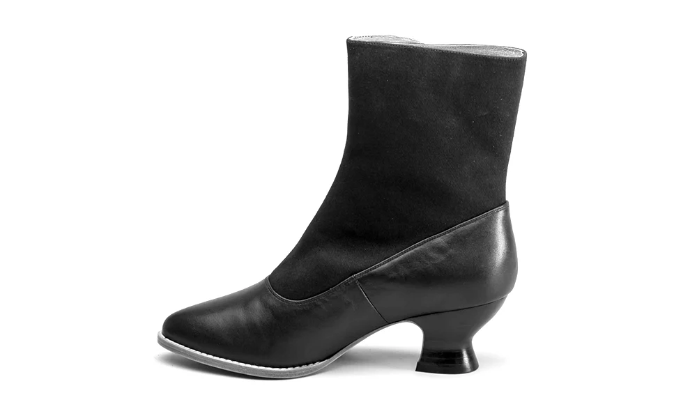 Manhattan Victorian Cloth-Top Button Boots (Black) - Image 15