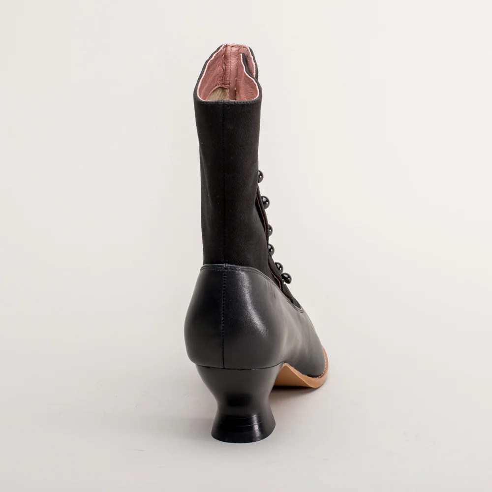 Manhattan Victorian Cloth-Top Button Boots (Black) - Image 8