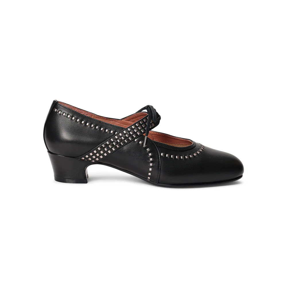 PRE-ORDER Margaret 1920s Shoes Wide (Black/Pewter) - Image 3