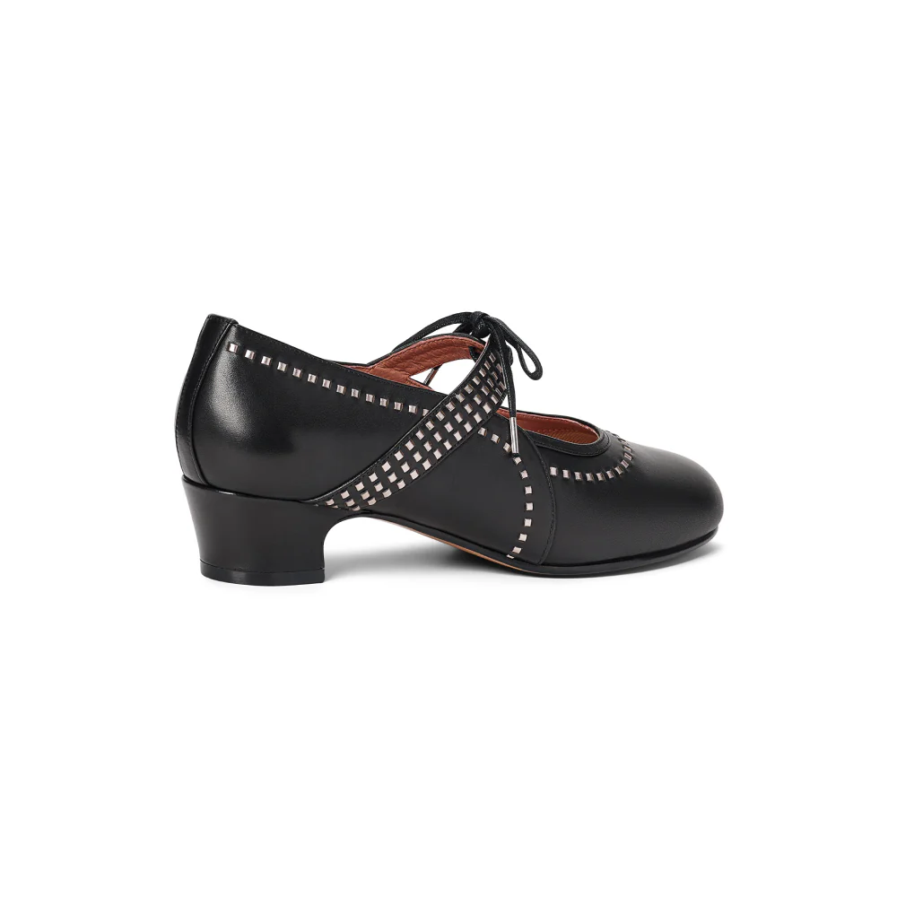 PRE-ORDER Margaret 1920s Shoes Wide (Black/Pewter) - Image 4