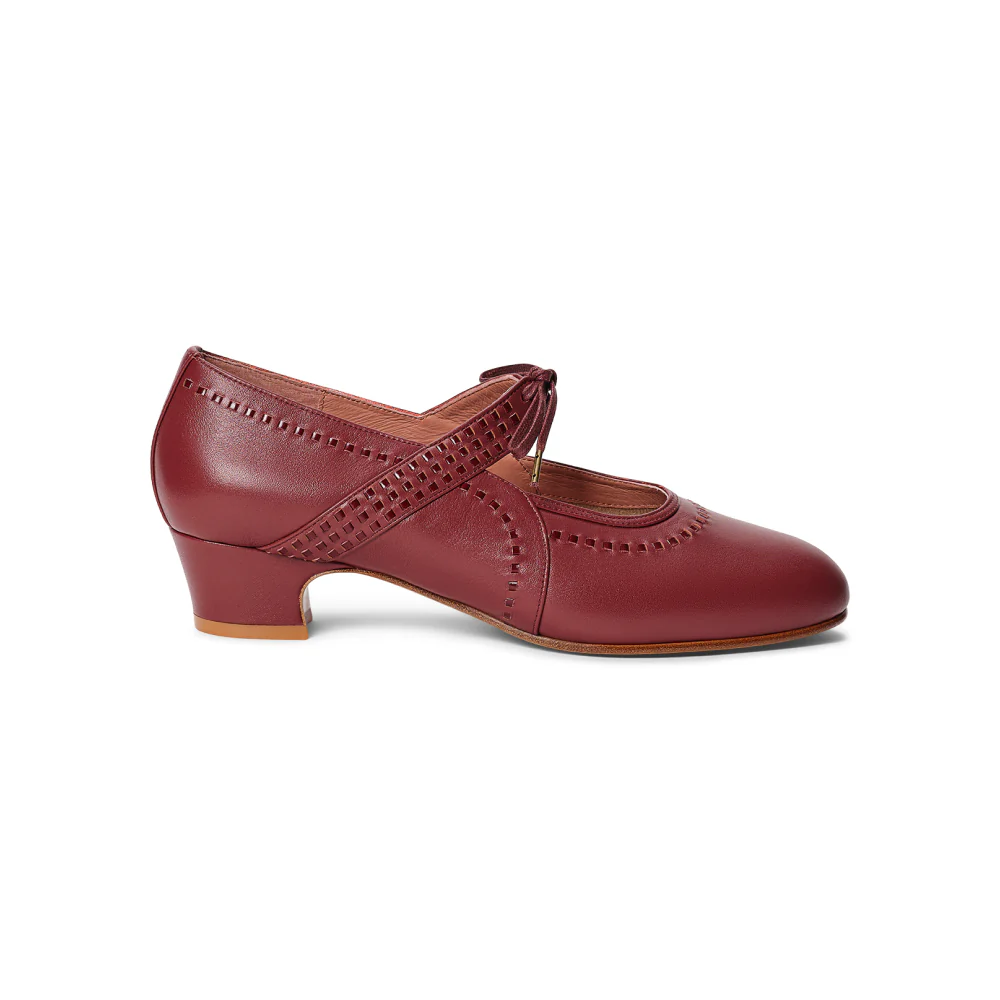 PRE-ORDER Margaret 1920s Shoes Wide (Red/Burgundy) - Image 3