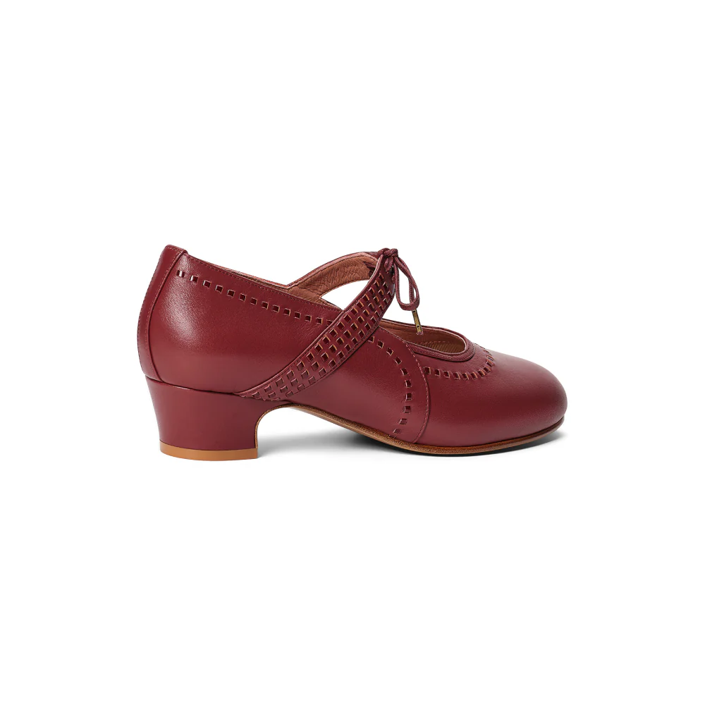 PRE-ORDER Margaret 1920s Shoes Wide (Red/Burgundy) - Image 4