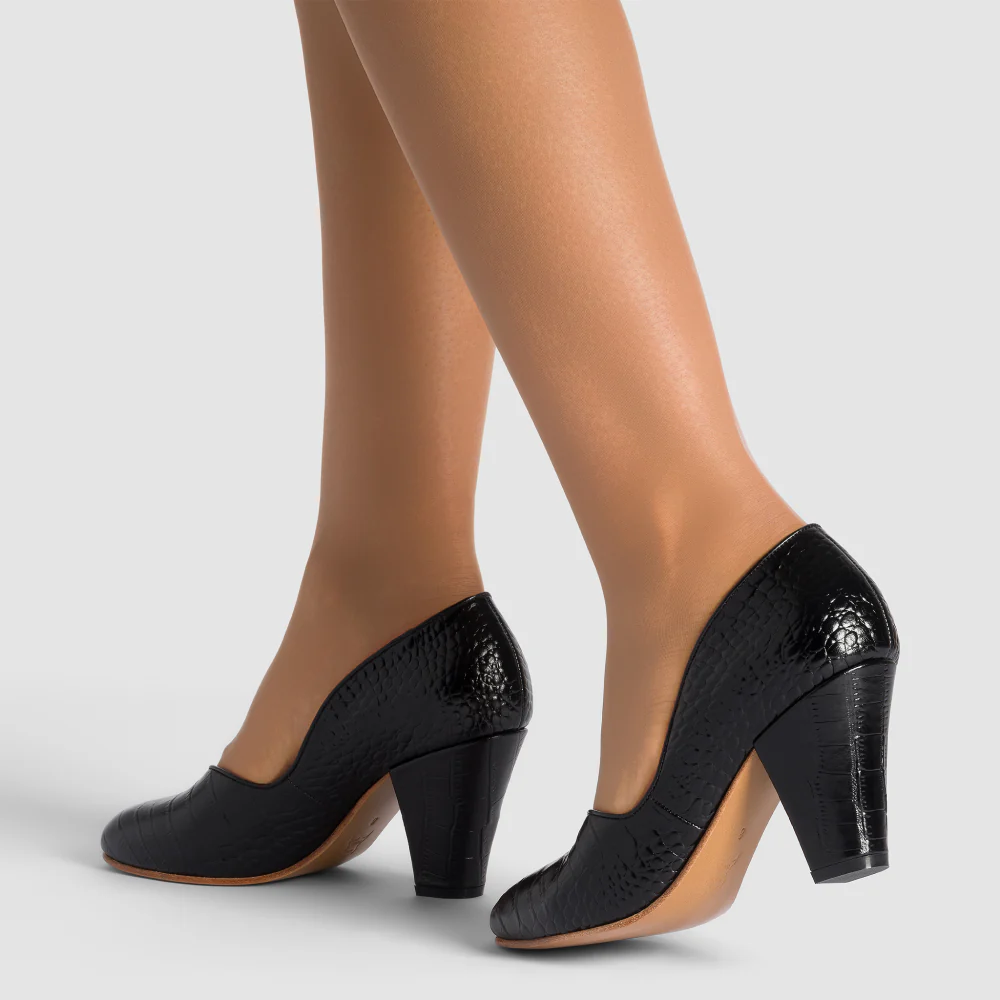 Marilyn Vintage Pumps (Mock Croc Black) - Image 4