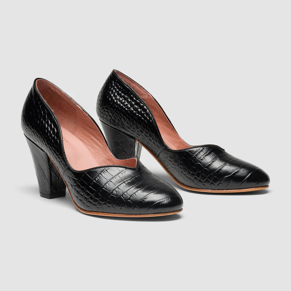 Marilyn Vintage Pumps (Mock Croc Black) - Image 5
